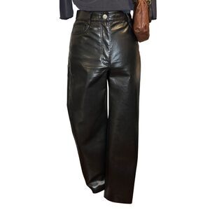 Aritzia Wilfred The Melina Black Vegan Faux Leather High Waist Pants Size 4